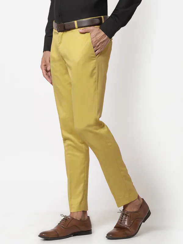 Yellow_Skinny_Fit_Viscose_Rayon_Formal_Zipper_Trouser_For_Men