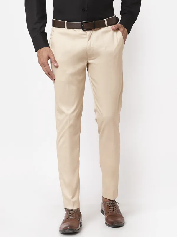 Cream_Skinny_Fit_Viscose_Rayon_Formal_Zipper_Trouser_For_Men