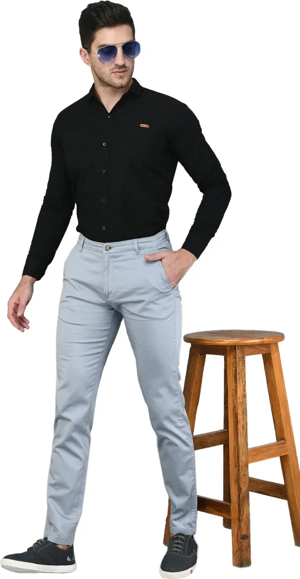 Light_Blue_Slim_Fit_Cotton_Blend_Casual_Zipper_Trouser_For_Men