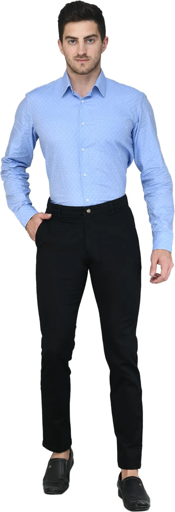 Black_Slim_Fit_Cotton_Blend_Casual_Zipper_Trouser_For_Men