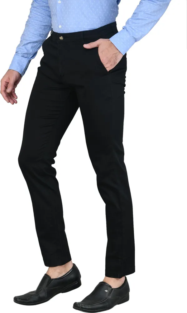 Black_Slim_Fit_Cotton_Blend_Casual_Zipper_Trouser_For_Men