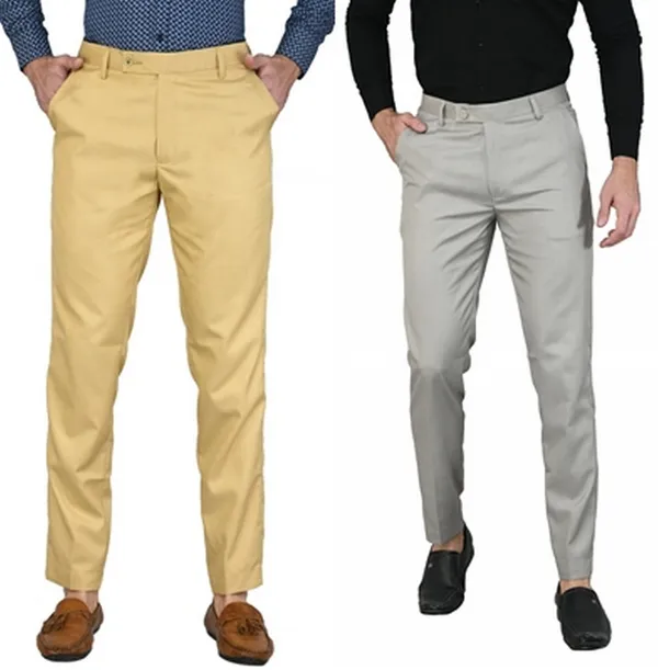 Pack_Of_2_Beige_&_Silver_Viscose_Rayon_Formal_Zipper_Trouser_For_Men_|_Relaxed_Fit