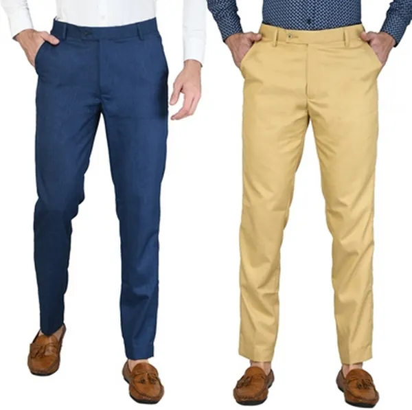 Pack_Of_2_Blue_&_Beige_Viscose_Rayon_Formal_Zipper_Trouser_For_Men_|_Relaxed_Fit