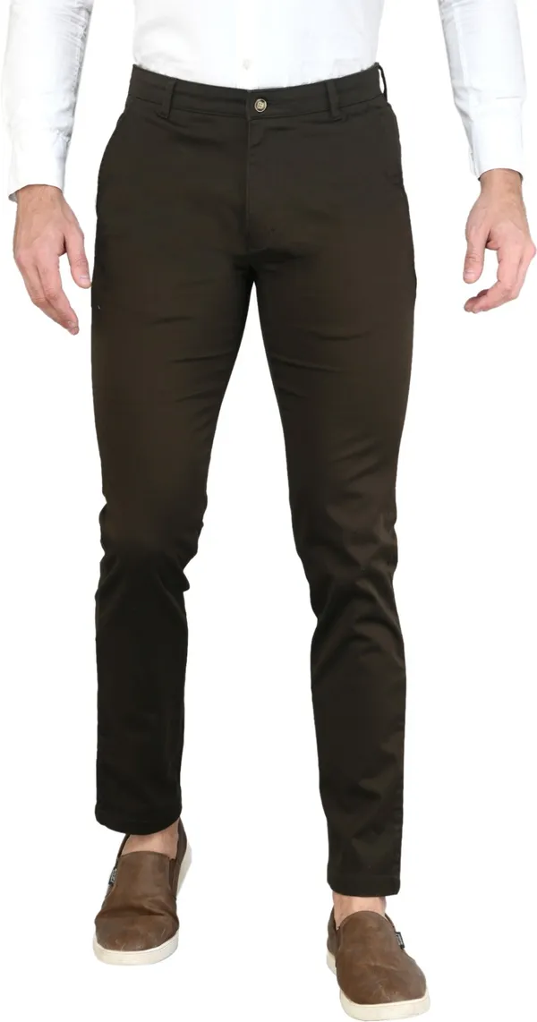 Dark_Green_Slim_Fit_Cotton_Blend_Casual_Zipper_Trouser_For_Men