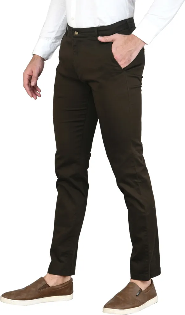 Dark_Green_Slim_Fit_Cotton_Blend_Casual_Zipper_Trouser_For_Men