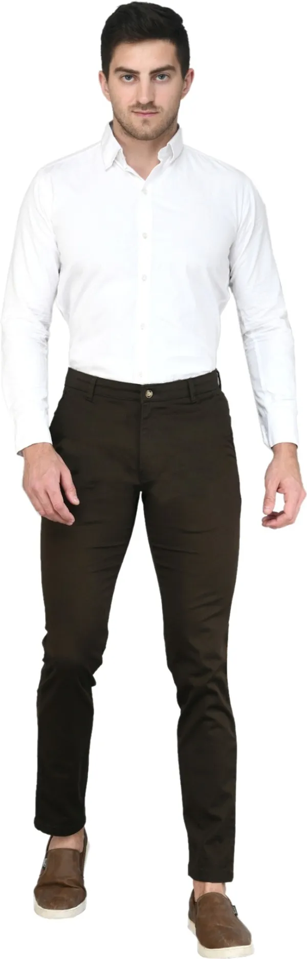 Dark_Green_Slim_Fit_Cotton_Blend_Casual_Zipper_Trouser_For_Men