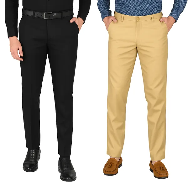 Pack_Of_2_Black_&_Beige_Viscose_Rayon_Formal_Zipper_Trouser_For_Men_|_Relaxed_Fit