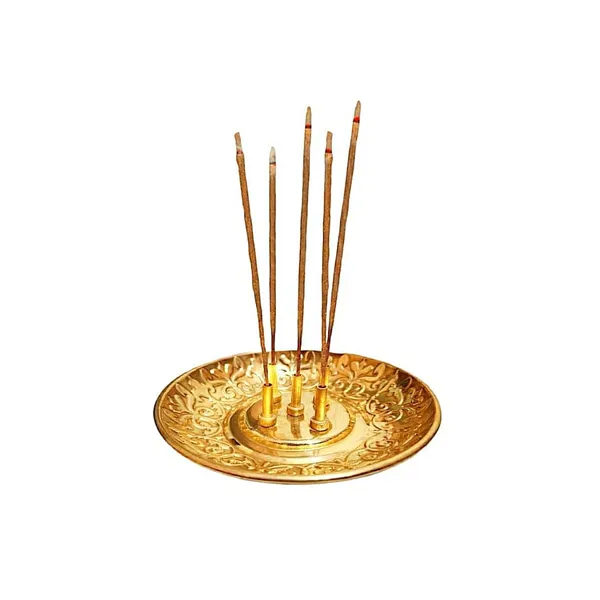 Brass_Incense_Stick_Holder,_Agarbatti_Stand_with_Ash_Catcher,_Gold,_4_Inch,_Best_for_Puja,_Pooja_Room,_Mandir,_Temple,_Home_&_Office_Decoration
