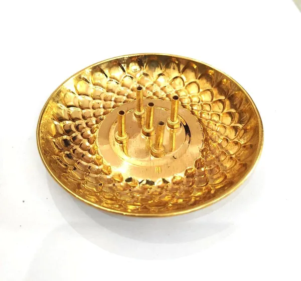 Brass_Incense_Stick_Holder_Agarbatti_Stand_with_Ash_Catcher,_Gold,_4_Inch,