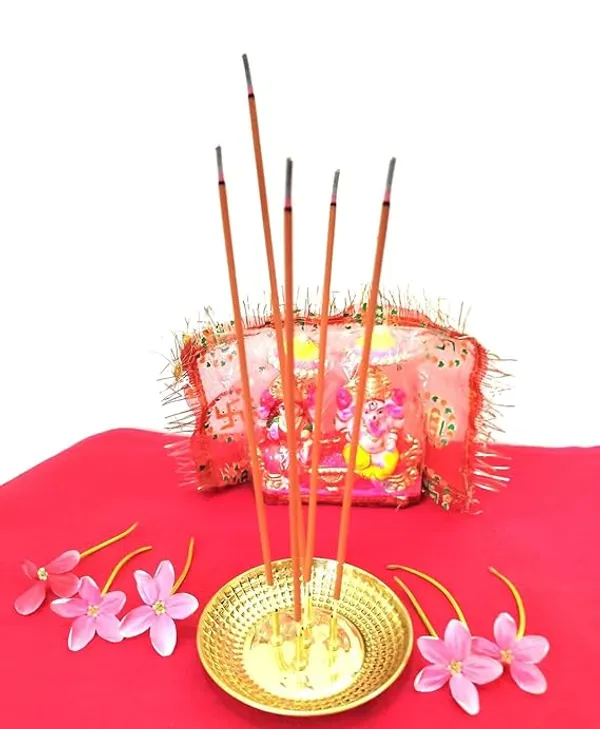 Brass_Incense_Stick_Holder,_Agarbatti_Stand_with_Ash_Catcher,_Gold,_4_Inch,_Best_for_Puja,_Pooja_Room,_Mandir,_Temple,_Home_&_Office_Decoration