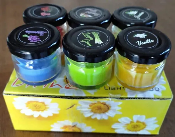 Pack_of_6_Mini_Jar_Scented_Candles,_(Fragrance_–_Lavender,_Lemon_Grass,_Vanilla,_Sandalwood,_Jasmine_&_Rose)_Smokeless,_(5_Hours_Each)