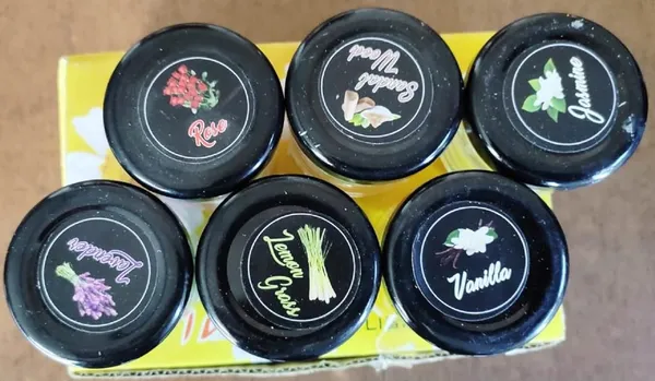 Pack_of_6_Mini_Jar_Scented_Candles,_(Fragrance_–_Lavender,_Lemon_Grass,_Vanilla,_Sandalwood,_Jasmine_&_Rose)_Smokeless,_(5_Hours_Each)