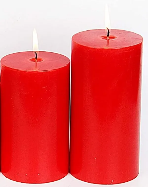 Unscented_Pillar_Candles_Set_of_2_|_6x3,_3x3_nches_|_Paraffin_Wax_Candles_|_Home_Decor_(Red)