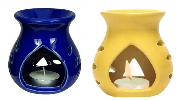 Ceramic_Clay_Candle_Operated_Aroma_Burner_Oil_Diffuser_Lamp_(Yellow_&_Blue)_-Set_of_2