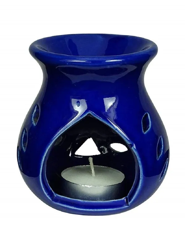 Ceramic_Clay_Candle_Operated_Aroma_Burner_Oil_Diffuser_Lamp_(Yellow_&_Blue)_-Set_of_2