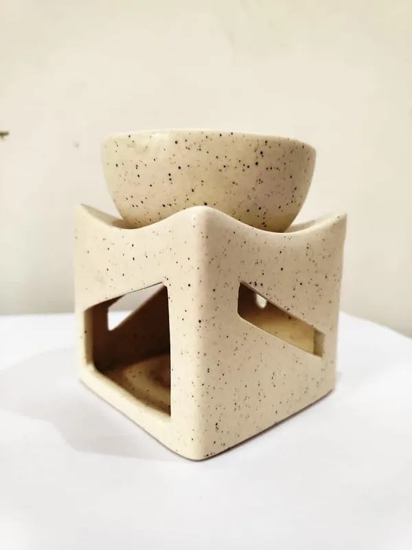 Ceramic_Clay_Candle_Operated_Aroma_Burner_Oil_Diffuser_Lamp/Oil_Burner_with_1_Tealight_(White,_Square)