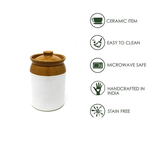 Clay_Ceramic_Used_Pottery_Hand_Painted_Cornichon_Storage_Jar_for_spices,_masala,_achar,_pickle,_White,_Brown_-_1kg/1000ml