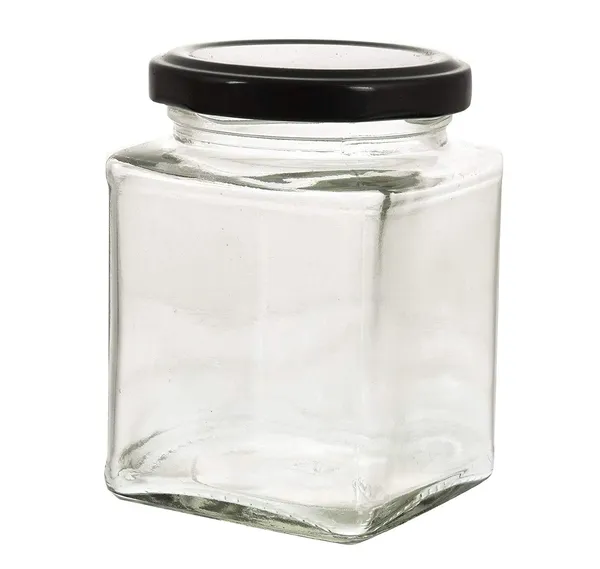 Square_Transparent_Glass_Jar_And_Container_250ml,_Set_of_6_With_Rust_Proof_Air_Tight_Black_Cap_For_Kitchen_Storage
