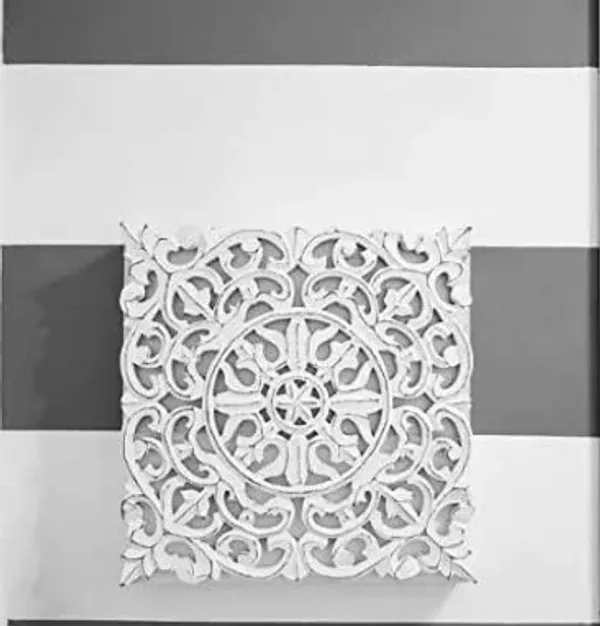 White_Decorative_&_Hand_Crafted_Wooden_Wall_Decor_Panel_(16_X_16_Inch)