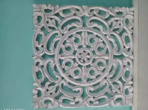 White_Decorative_&_Hand_Crafted_Wooden_Wall_Decor_Panel_(16_X_16_Inch)