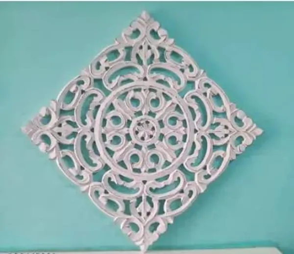 White_Decorative_&_Hand_Crafted_Wooden_Wall_Decor_Panel_(16_X_16_Inch)