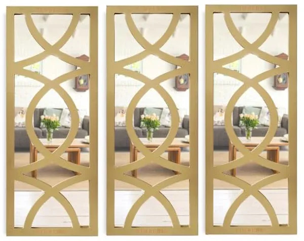 Pack_Of_3_Golden_Hand_Crafted_Modern_Rectangular_Wall_Panel_Mirror_(30_X_12_Inch)