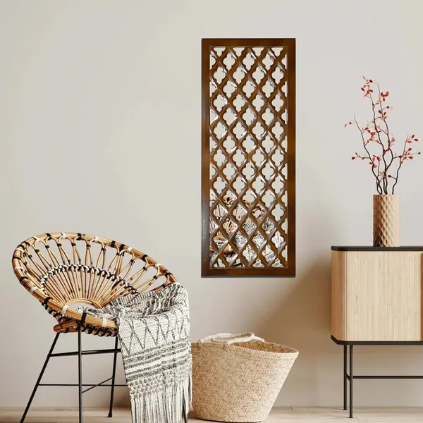 Pack_Of_3_Brown_Rectangular_Decorative_Hand_Crafted_Wooden_Wall_Mount_Mirror_Panel_(30_X_12_Inch)