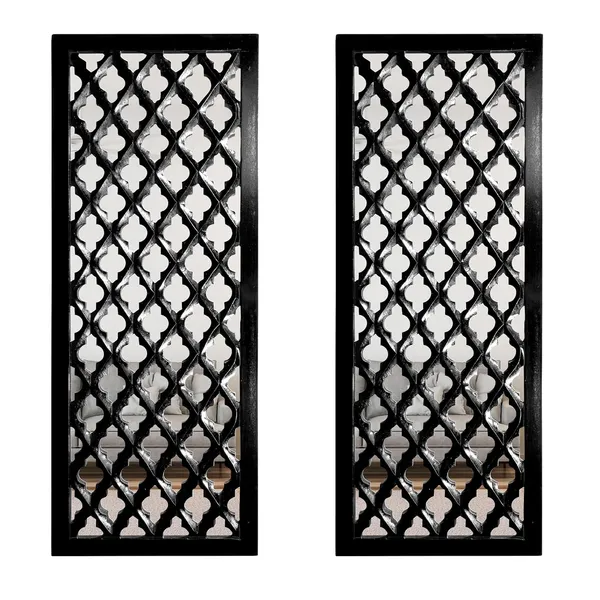 Pack_Of_2_Black_Wall_Mirror_Decor_Panel_Wooden_Hanging_Jharokha_Rectangular_Wall_Decor_Frame_(30_X_12_Inch)