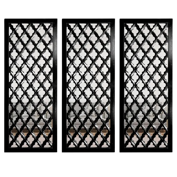 Pack_Of_3_Black_Wall_Mirror_Decor_Panel_Wooden_Hanging_Jharokha_Rectangular_Wall_Decor_Frame_(30_X_12_Inch)