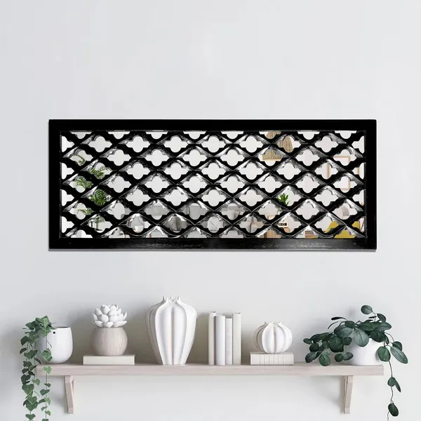 Pack_Of_3_Black_Wall_Mirror_Decor_Panel_Wooden_Hanging_Jharokha_Rectangular_Wall_Decor_Frame_(30_X_12_Inch)