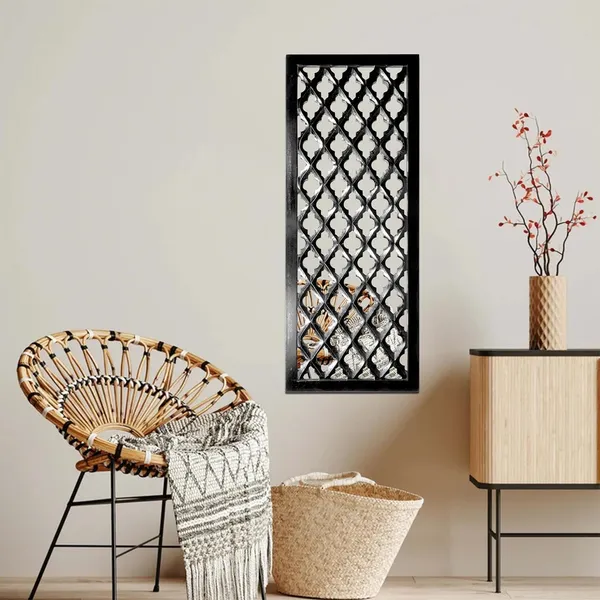 Pack_Of_3_Black_Wall_Mirror_Decor_Panel_Wooden_Hanging_Jharokha_Rectangular_Wall_Decor_Frame_(30_X_12_Inch)