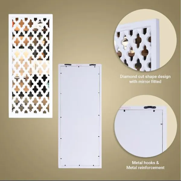 Pack_Of_2_White_Wall_Mirror_Decor_Panel_Wooden_Hanging_Jharokha_Rectangular_Wall_Decor_Frame_(30_X_12_Inch)