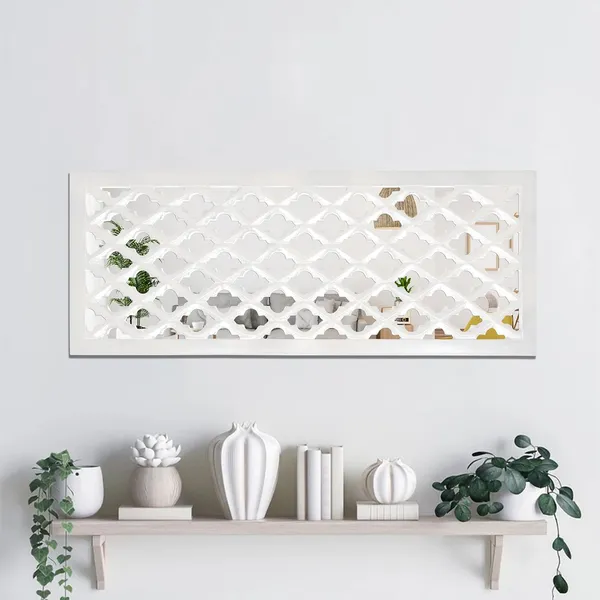 Pack_Of_3_White_Wall_Mirror_Decor_Panel_Wooden_Hanging_Jharokha_Rectangular_Wall_Decor_Frame_(30_X_12_Inch)