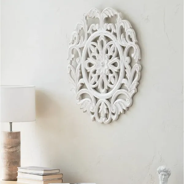 White_Decorative_&_Hand_Crafted_Finished_Wooden_Wall_Decor_Panel_(16_X_16_Inch)