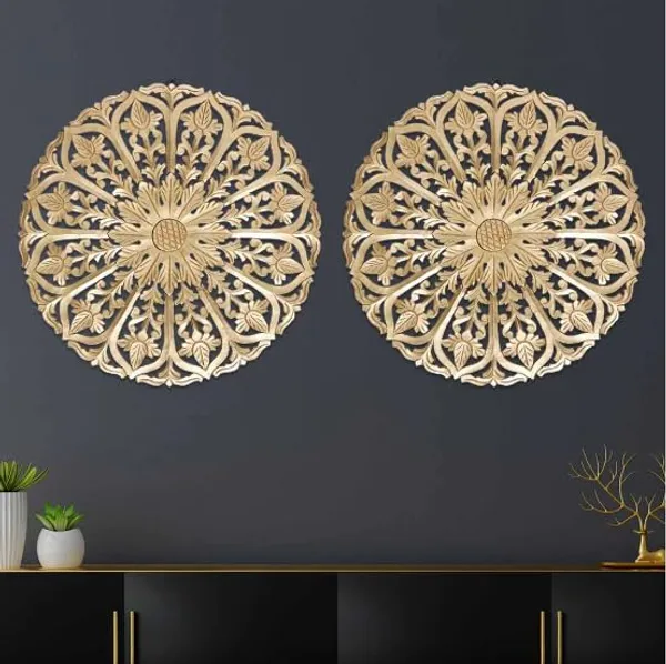 Pack_Of_2_Golden_Wall_Decor_Panel_Wooden_Hanging_Jharokha_Round_Handcrafted_Wall_Decor_Frame_(24_X_24_Inch)