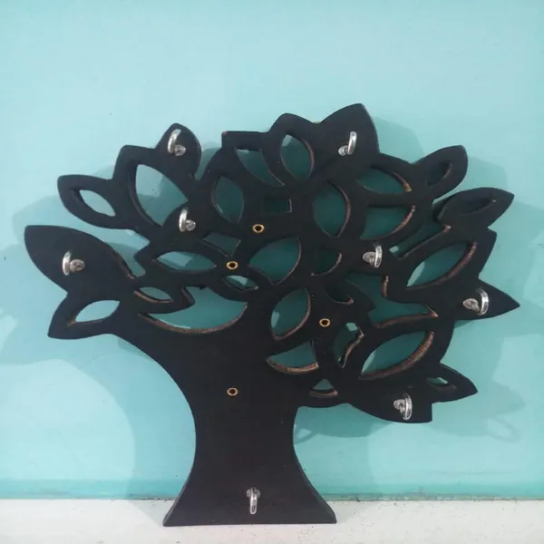Black_Stylish_Unique_Design_Wood_8_Hooks_Key_Holder