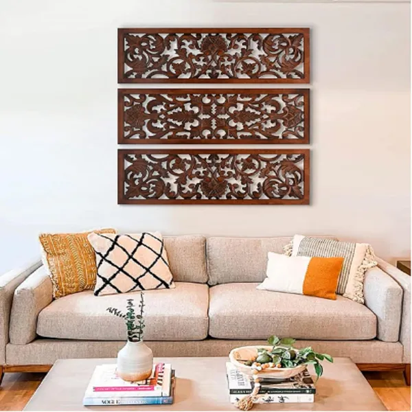 Pack_Of_3_Brown_Floral_Wood_Carving_Wall_Decoration_Hanging_Panel_(12_X_36_Inch)