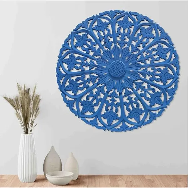 Pack_Of_1_Blue_Hand_Crafted_Wooden_Round_Wall_Panel_(24_X_24_Inch)