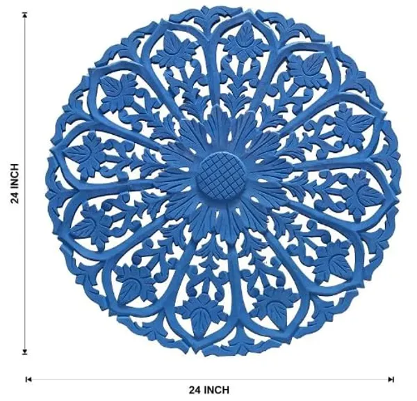 Pack_Of_1_Blue_Hand_Crafted_Wooden_Round_Wall_Panel_(24_X_24_Inch)