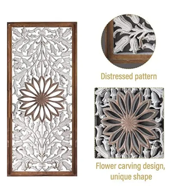 White_Floral_Wall_Decoration_Panel_|_Wood_Carving_Panel_(36_X_36_Cm)