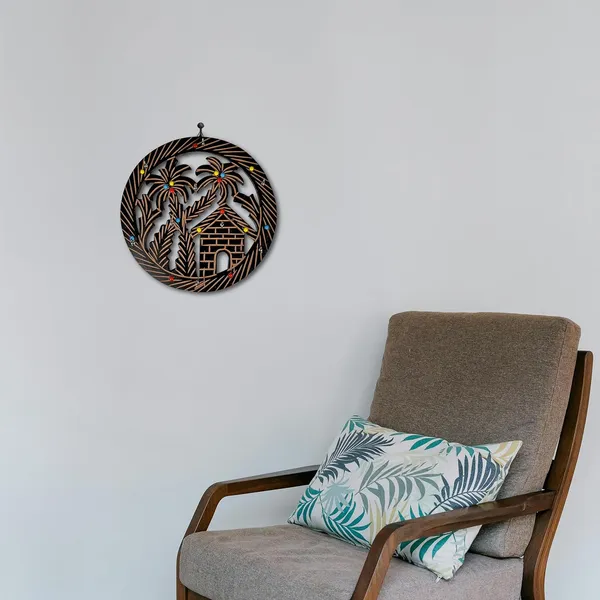 Black_House_Decorative_Wooden_Key_Holder_Wall_Decor_With_9_Hooks_For_Home_Key_Organization_(Round_Hut)