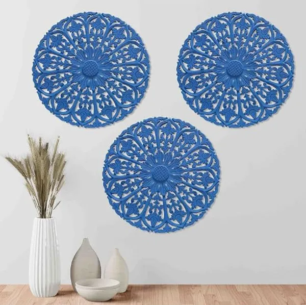 Pack_Of_3_Blue_Hand_Crafted_Wooden_Round_Wall_Panel_(24_X_24_Inch)
