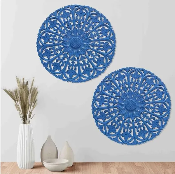 Pack_Of_2_Blue_Hand_Crafted_Wooden_Round_Wall_Panel_(24_X_24_Inch)