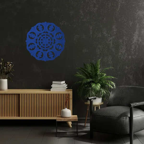 Pack_Of_4_Blue_Wood_Carving_Wall_Decoration_Panel_(30_X_30_Cm)