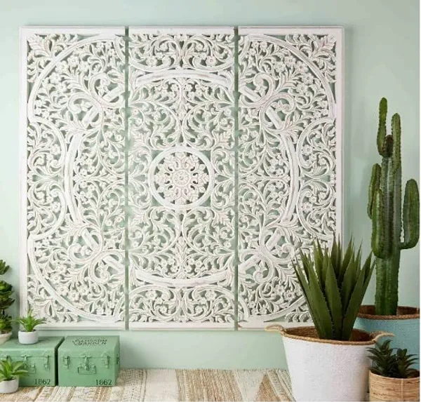 White_Decorative_&_Hand_Crafted_Finished_Wooden_Wall_Panels_(36_X_36_Inch)