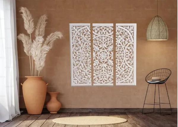 White_Decorative_&_Hand_Crafted_Finished_Wooden_Wall_Panels_(36_X_36_Inch)