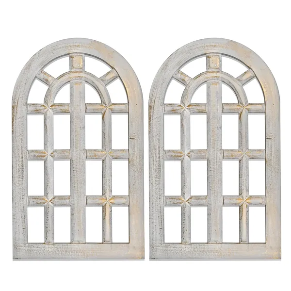 Pack_Of_2_White_Decorative_&_Hand_Crafted_Wooden_Decor_Window_Wall_Panel_(66_X_40_Cm)