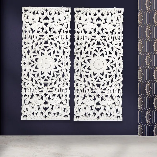 Pack_Of_2_White_Wooden_Designer_Wall_Hanging_Plaques_(16_X_36_Inch)