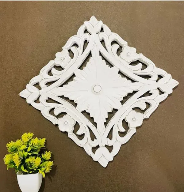White_Decorative_&_Hand_Crafted_Finished_Wooden_Wall_Decor_(12_X_12_Inch)