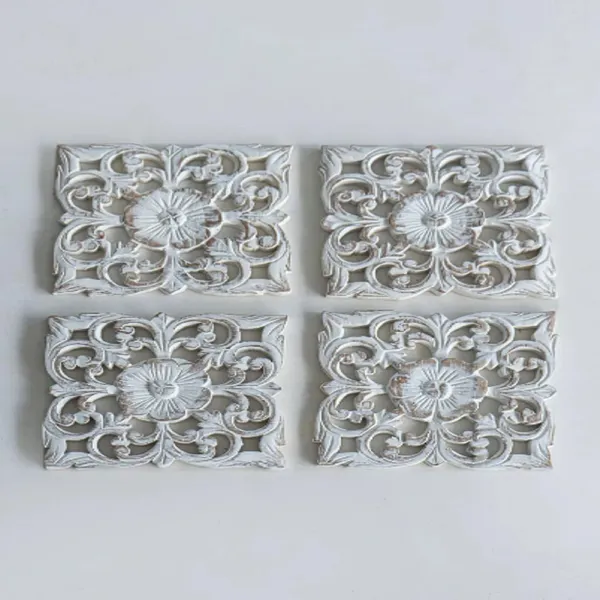 Pack_Of_4_White_Wall_Art_Hanging_Gilded_Antique,Hanging_Carved_Mandala_Design,_Luxury_Home_Decorative_Plaque_(12_X_12_Inch)